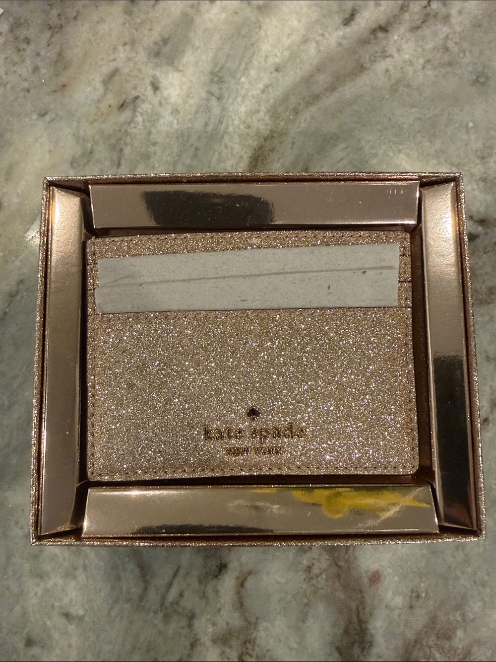 kate spade Gold glitter Slim card holder